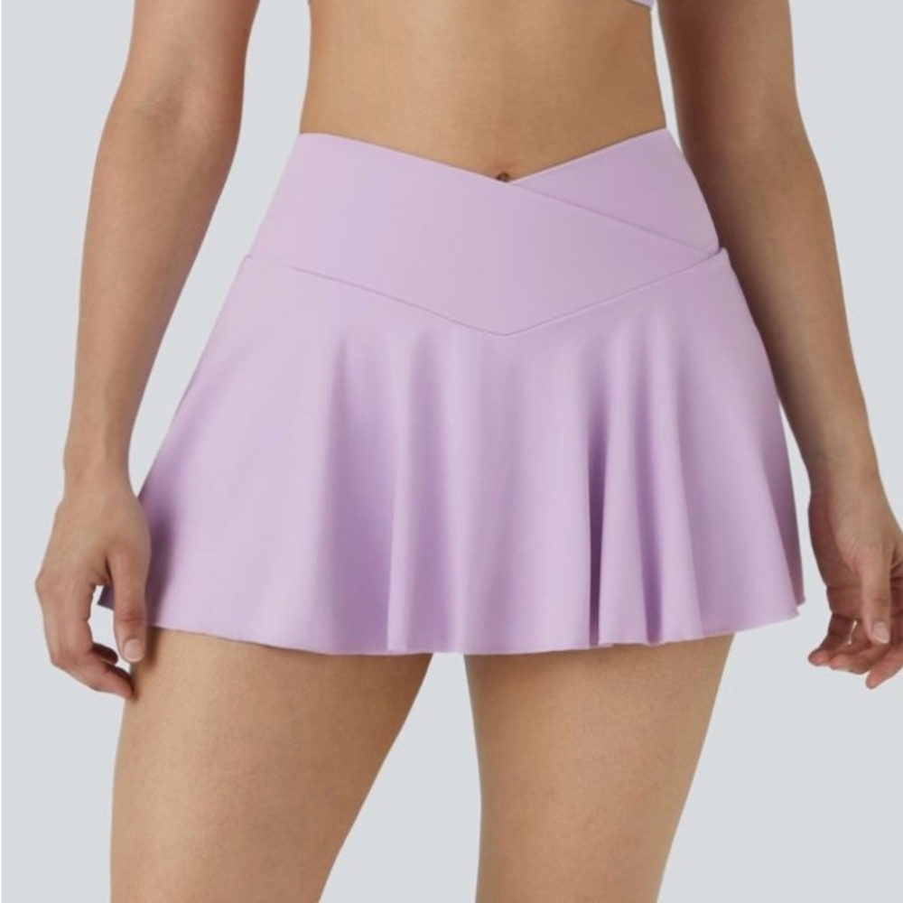 HALARA Purple Asymmetrical Skater Mini Skirt